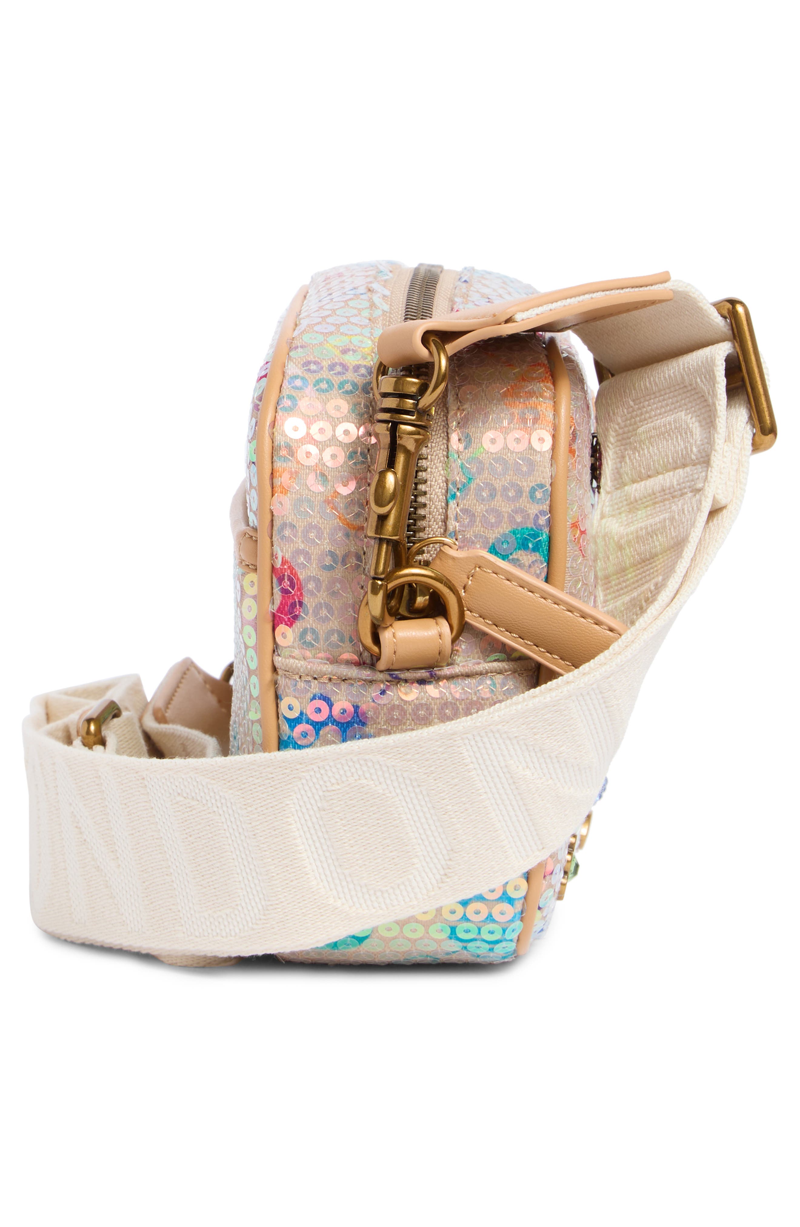 Chiswick Crystal & Sequin Camera Bag, Alternate, color, LIGHT PINK MULTI