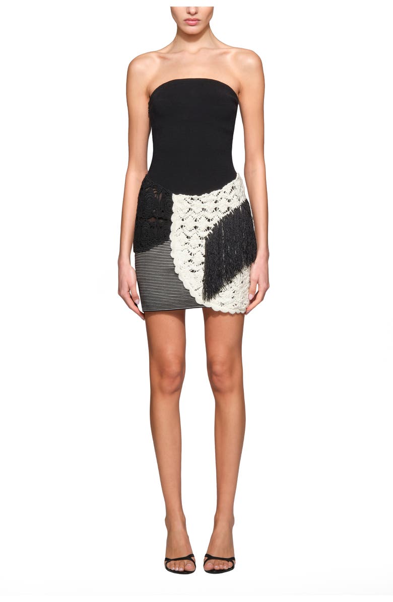 Et Ochs Florence Knit Mini Dress, Alternate, color, Black/Ivory