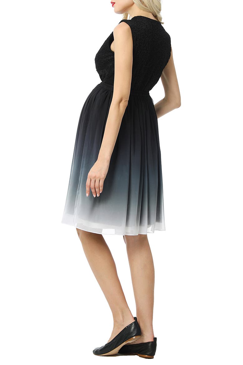 Steffy Ombré Chiffon & Lace Maternity Dress, Alternate, color, BLACK/ WHITE