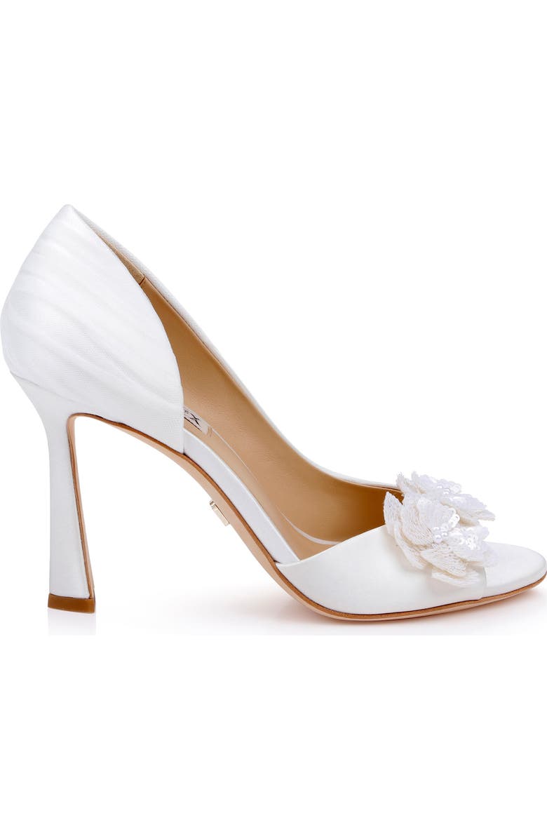 Badgley Mischka Collection Yana Sequin Flower Sandal, Alternate, color, White Satin