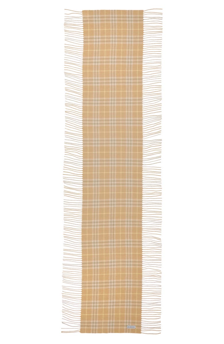 Burberry Check Fringed Cashmere Scarf, Main, color, 