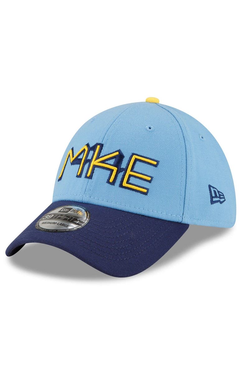New Era Men's New Era Powder Blue Milwaukee Brewers 2022 City Connect 39THIRTY Flex Hat, Main, color, Light Blue