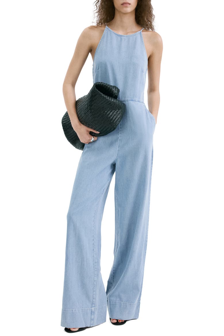 Denim Jumpsuit, Main, color, LIGHT BLUE