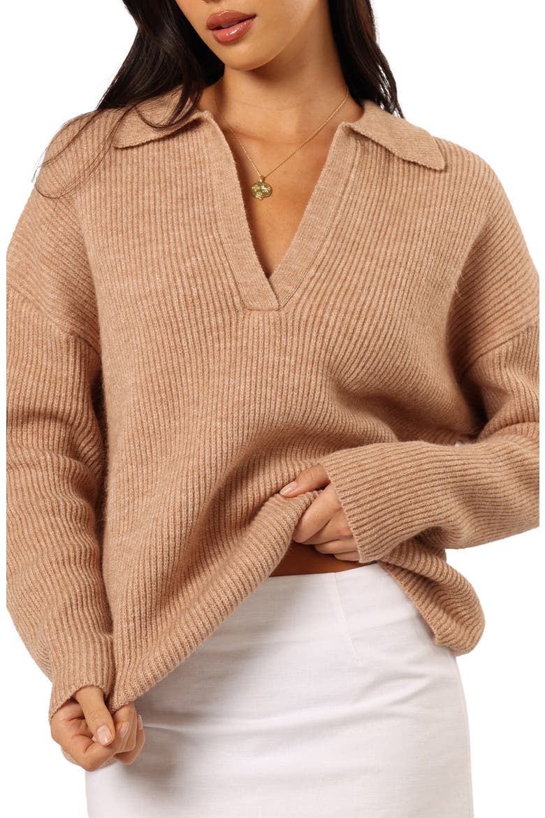 Zala Johnny Collar Sweater, Main, color, MOCHA