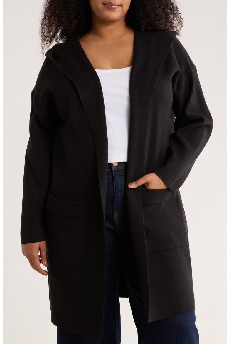 Andrea Hoodie Open Front Jacket, Main, color, BLACK