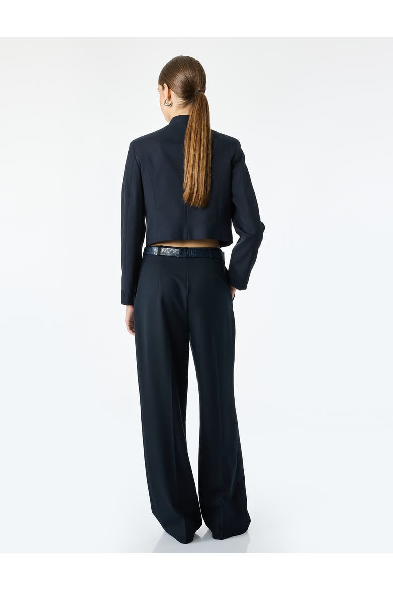 Manadarin Collar Long Sleeve Napoleon Jacket with Button Detail, Alternate, color, NAVY