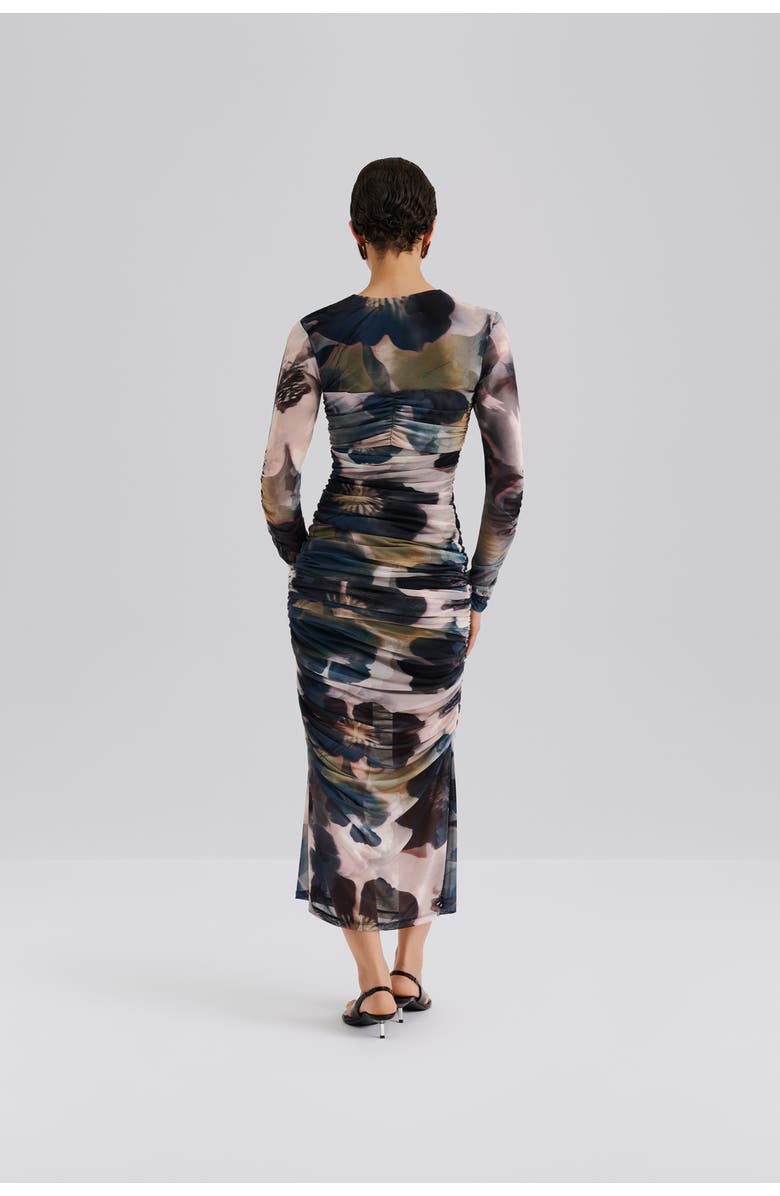 Malina Elionora Sheer Jersey Midi Dress, Alternate, color, Dusty Poppy