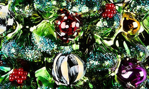 Mackenzie-childs Mackenzie Childs Tree Spinning Top Glass Ornament In Green
