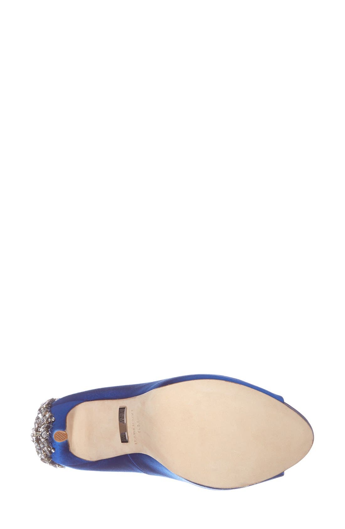 Badgley Mischka Collection Kiara Crystal Back Open Toe Pump, Alternate, color, Sapphire Satin