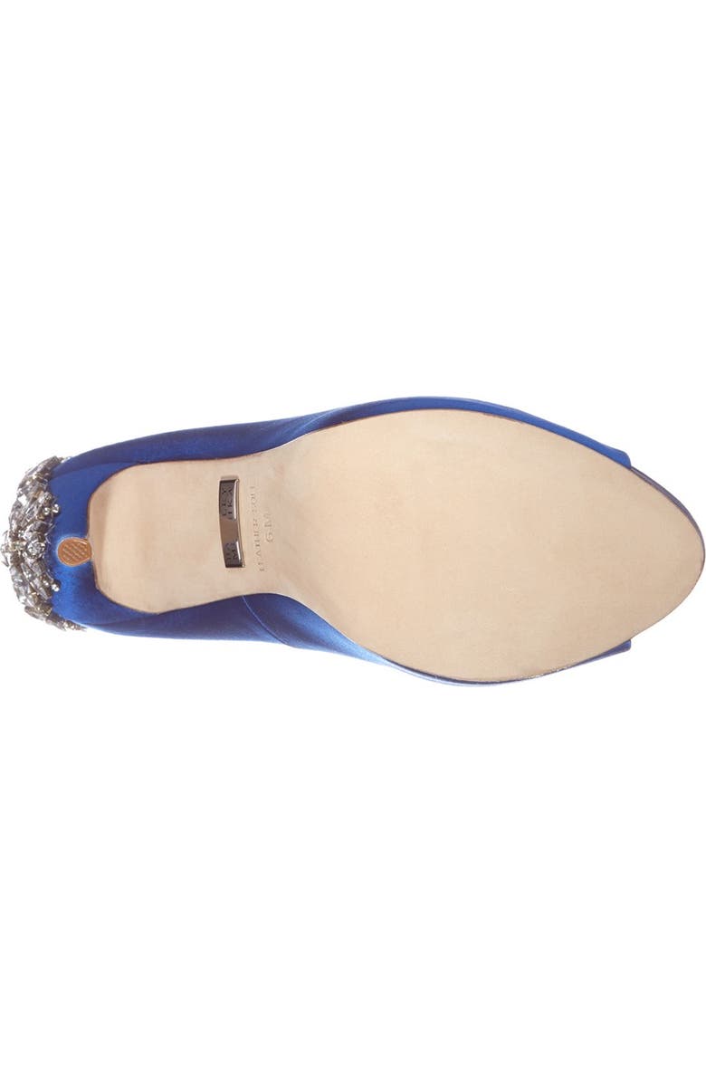 Badgley Mischka Collection Kiara Crystal Back Open Toe Pump, Alternate, color, Sapphire Satin