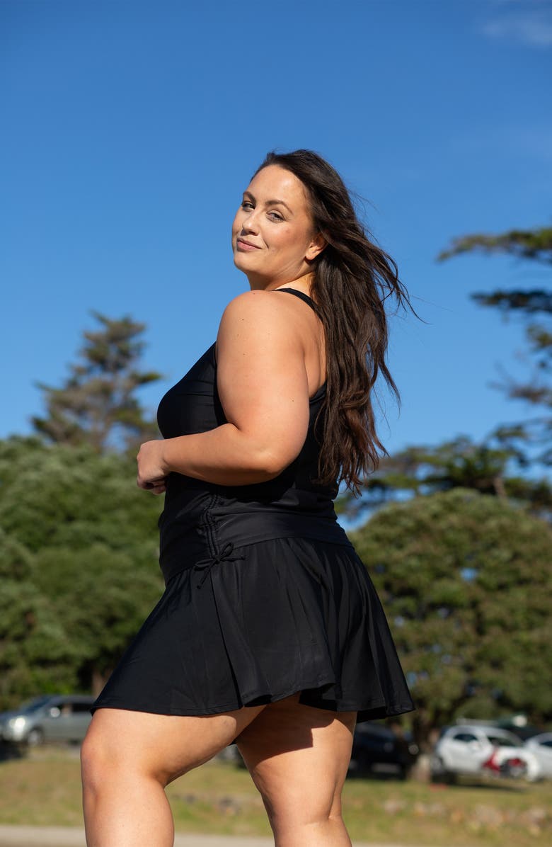 Calypsa Plus Size Maya Tankini Swim Top With Removable Cups, Alternate, color, Black