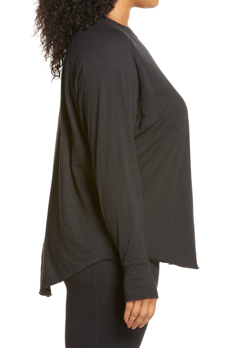 Zella Relaxed Washed Cotton Long Sleeve T-Shirt, Alternate, color, 