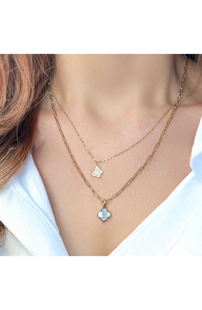 The Lovery Fine Jewelry Mother of Pearl Clover Charm, Alternate, color, Mother Of Pearl