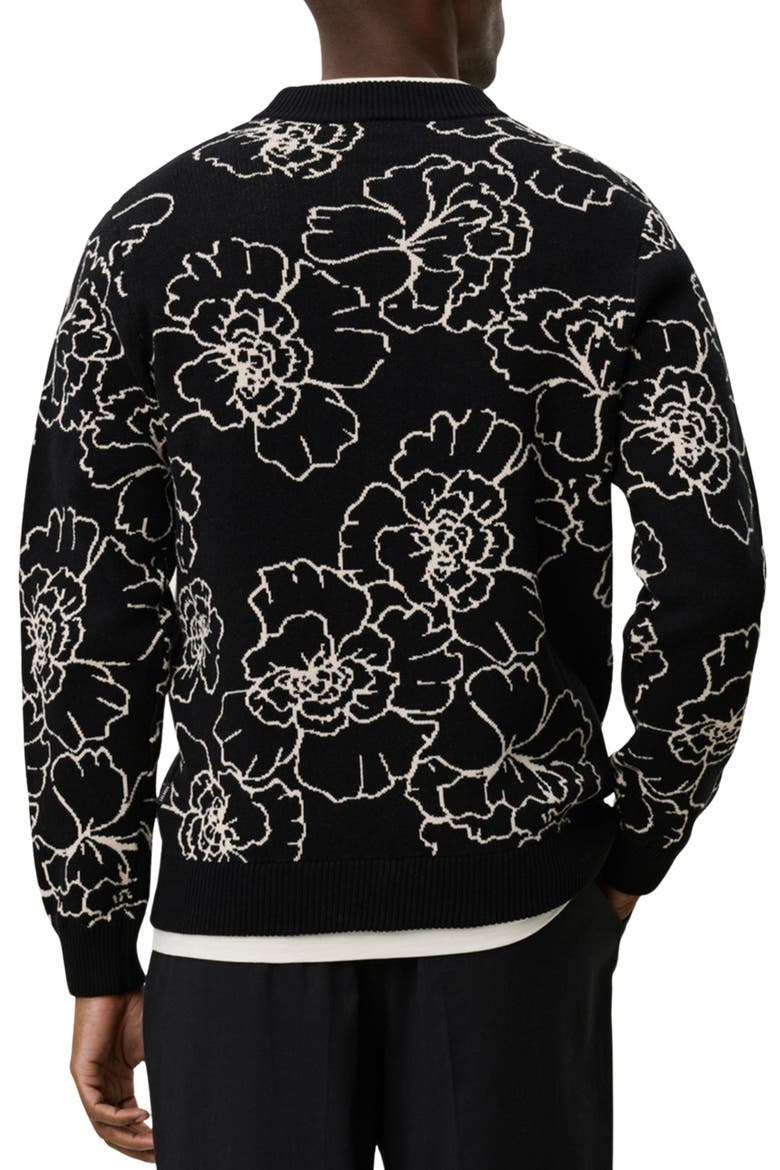 Gaston Poppy Jacquard Sweater, Alternate, color, BLACK