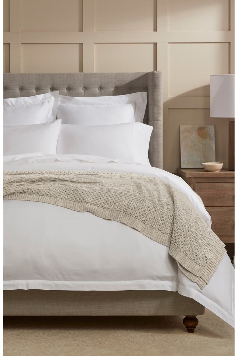 Aran Cable Organic Cotton Throw Blanket, Alternate, color, HEATHERED OATMEAL