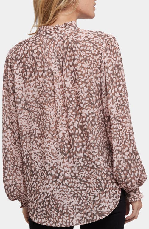 Nydj Pleated Yoke Long Sleeve Peasant Blouse In Multi