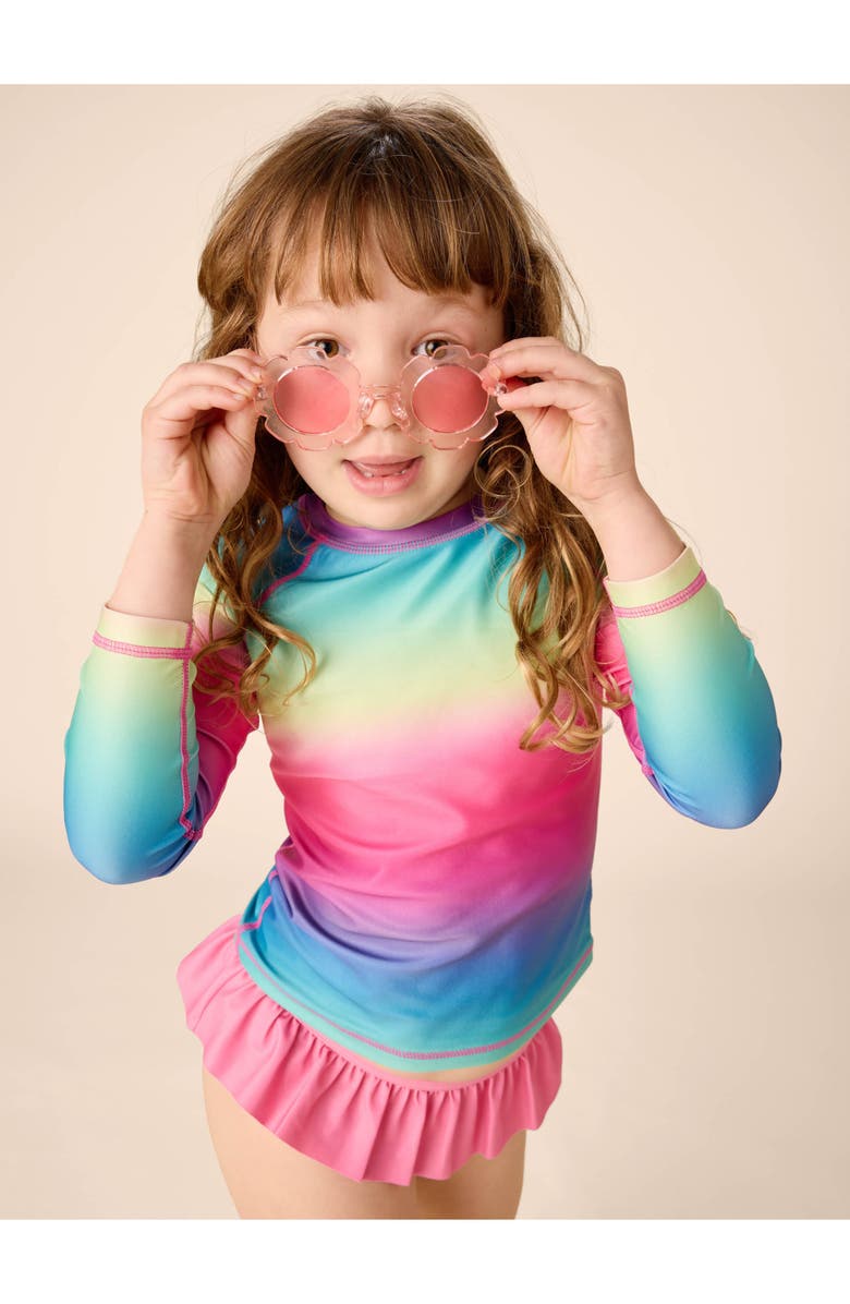 Tea Collection Long Sleeve Rash Guard, Alternate, color, Rio De Janeiro Rainbow