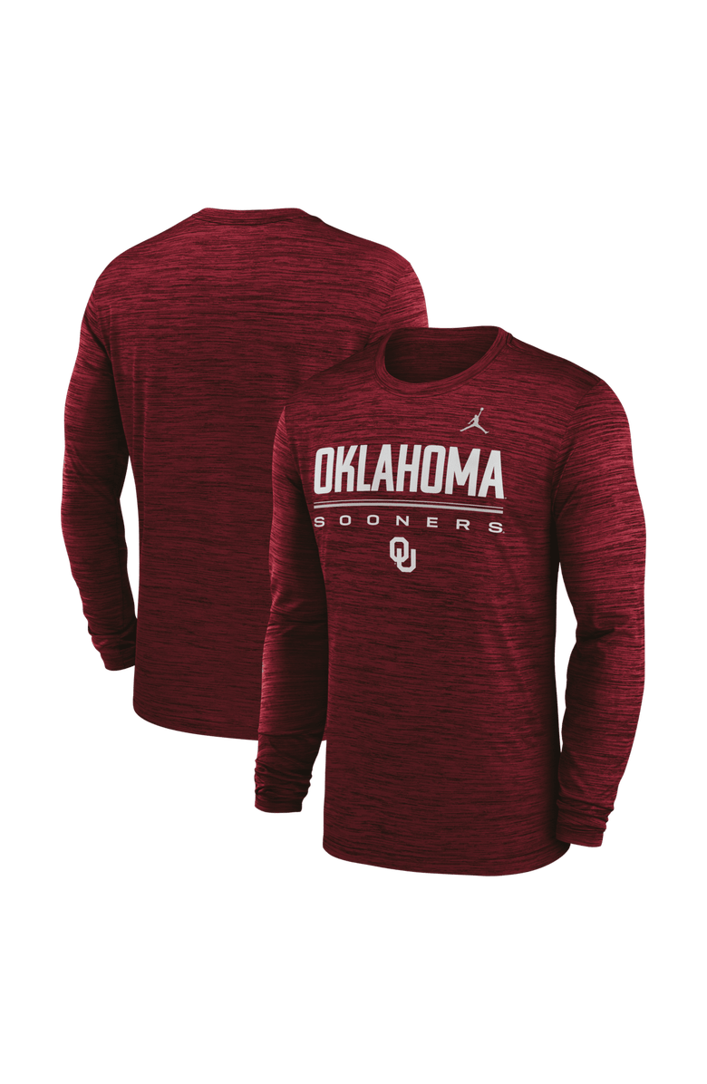 Jordan Brand Men's Jordan Brand Crimson Oklahoma Sooners Sideline Velocity Dri-FIT Long Sleeve T-Shirt, Main, color, Crimson