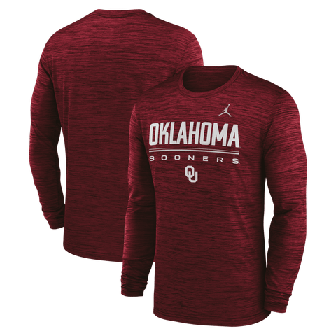 Men's Jordan Brand Crimson Oklahoma Sooners Sideline Velocity Dri-FIT Long Sleeve T-Shirt