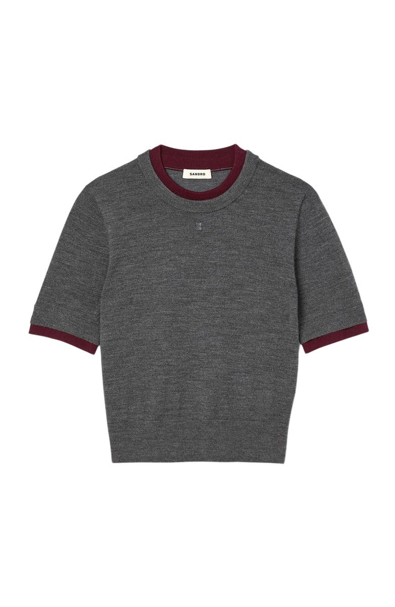SANDRO Two-tone cropped sweater, Alternate, color, Grey
