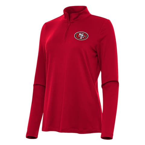 Women's Antigua  Scarlet San Francisco 49ers Reprocess Quarter-Zip Top