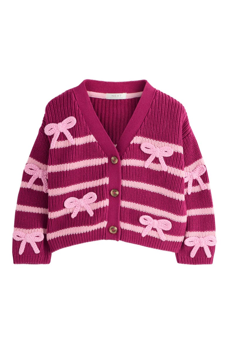 Kids' Bow Detail Stripe Cardigan, Main, color, PINK