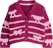 NEXT Kids' Bow Detail Stripe Cardigan