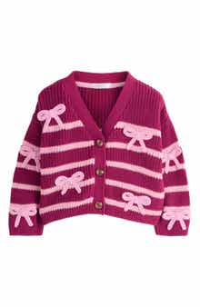 Kids' Bow Detail Stripe Cardigan