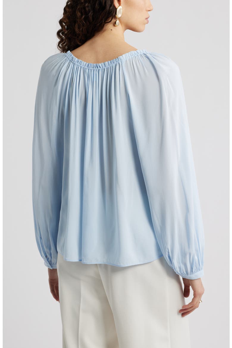 Gathered Tie Neck Top, Alternate, color, BLUE FLOATY