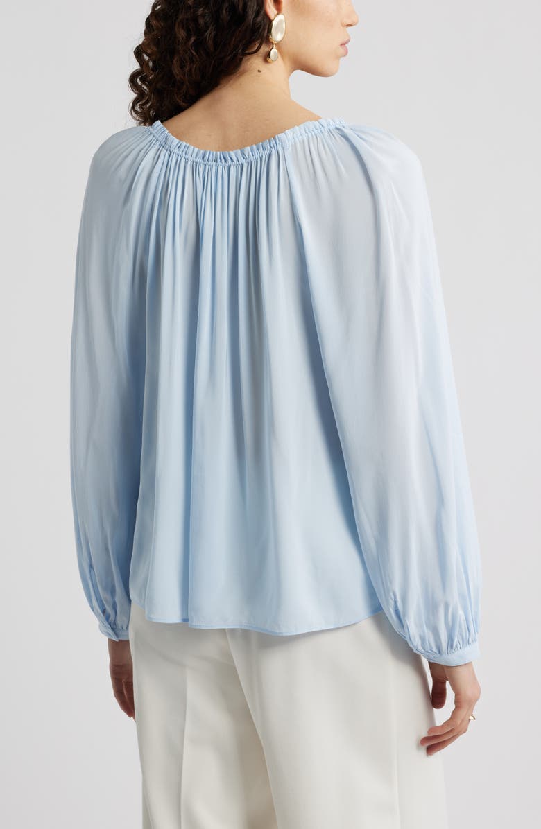 Nordstrom Gathered Tie Neck Top, Alternate, color, Blue Floaty