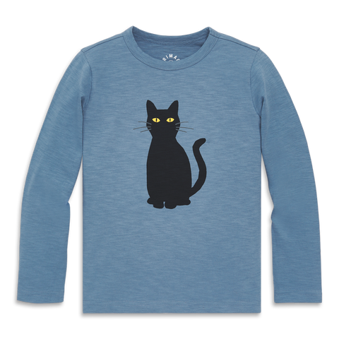 Kids Long Sleeve Black Cat Tee