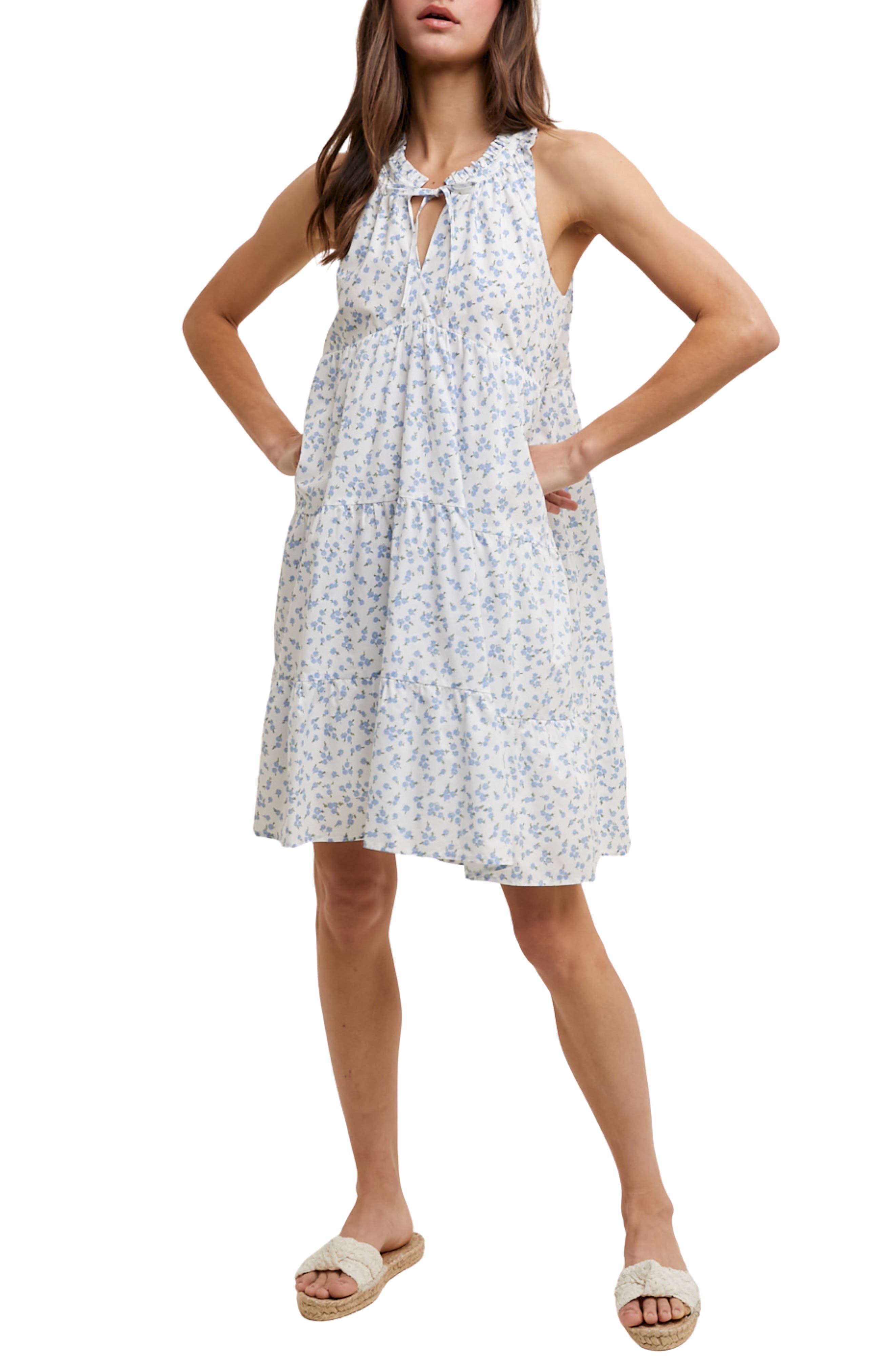 WISHLIST Ditsy Floral Sleeveless Cotton Babydoll Dress