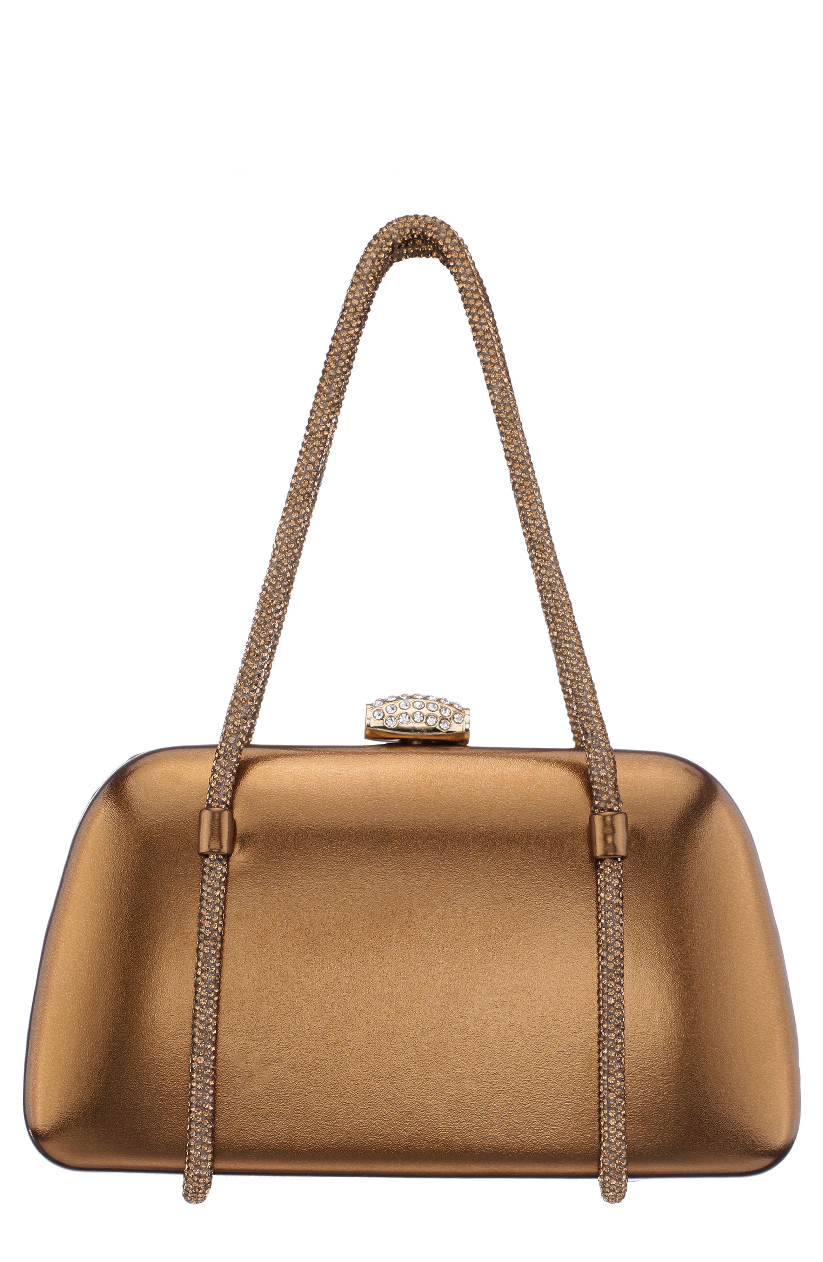 Nina Camara Frame Clutch, Main, color, Bronze