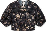 AllSaints Floral Lace Trim Top