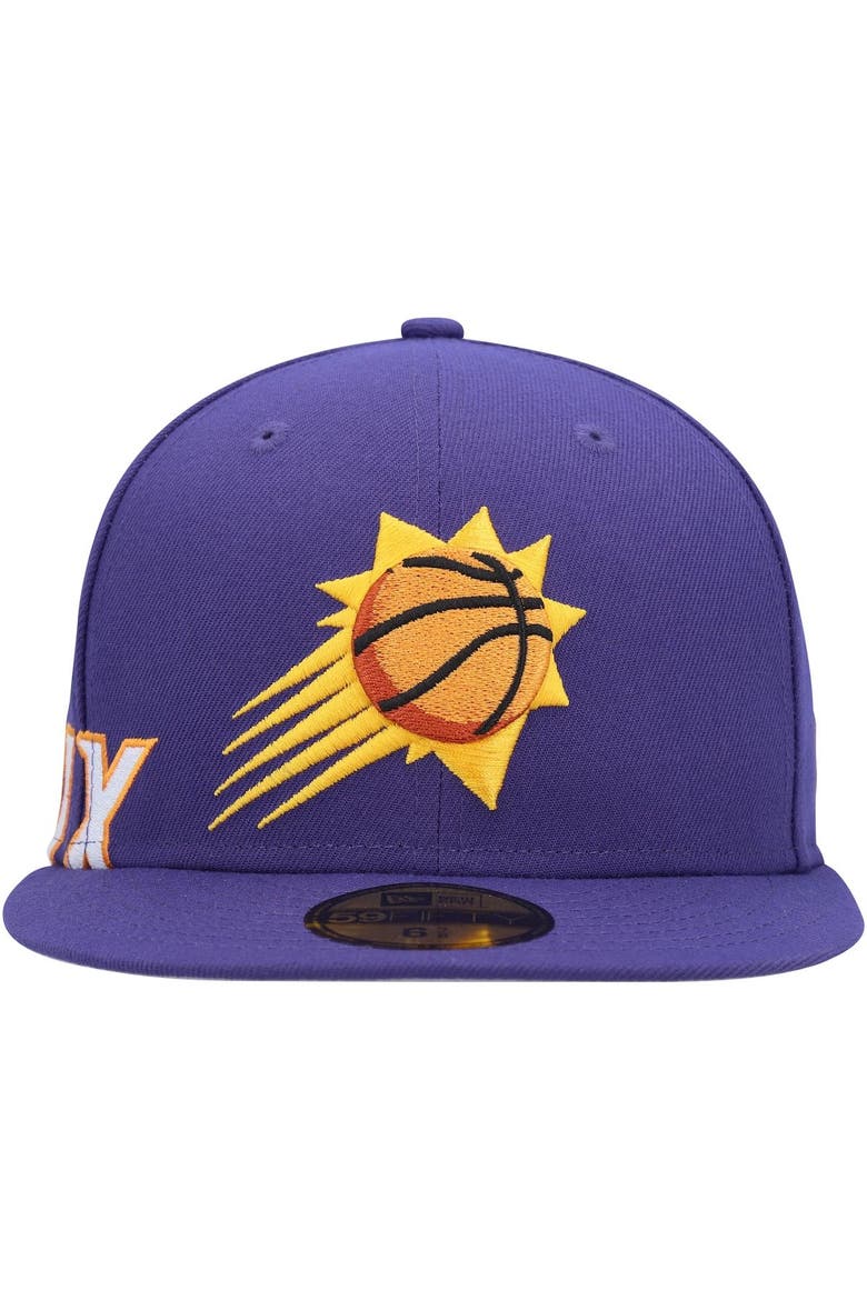 Men's New Era Purple Phoenix Suns Side Arch Jumbo 59FIFTY Fitted Hat, Alternate, color, Purple