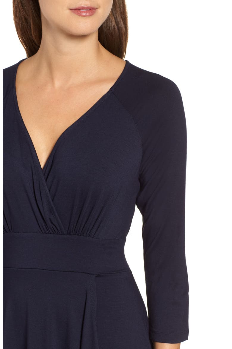 Faux Wrap Drape Dress, Alternate, color, NAVY