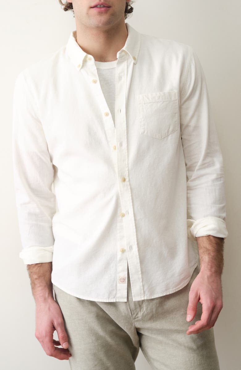 Marine Layer Better-than-Linen Hemp Blend Button-Down Shirt, Main, color, 