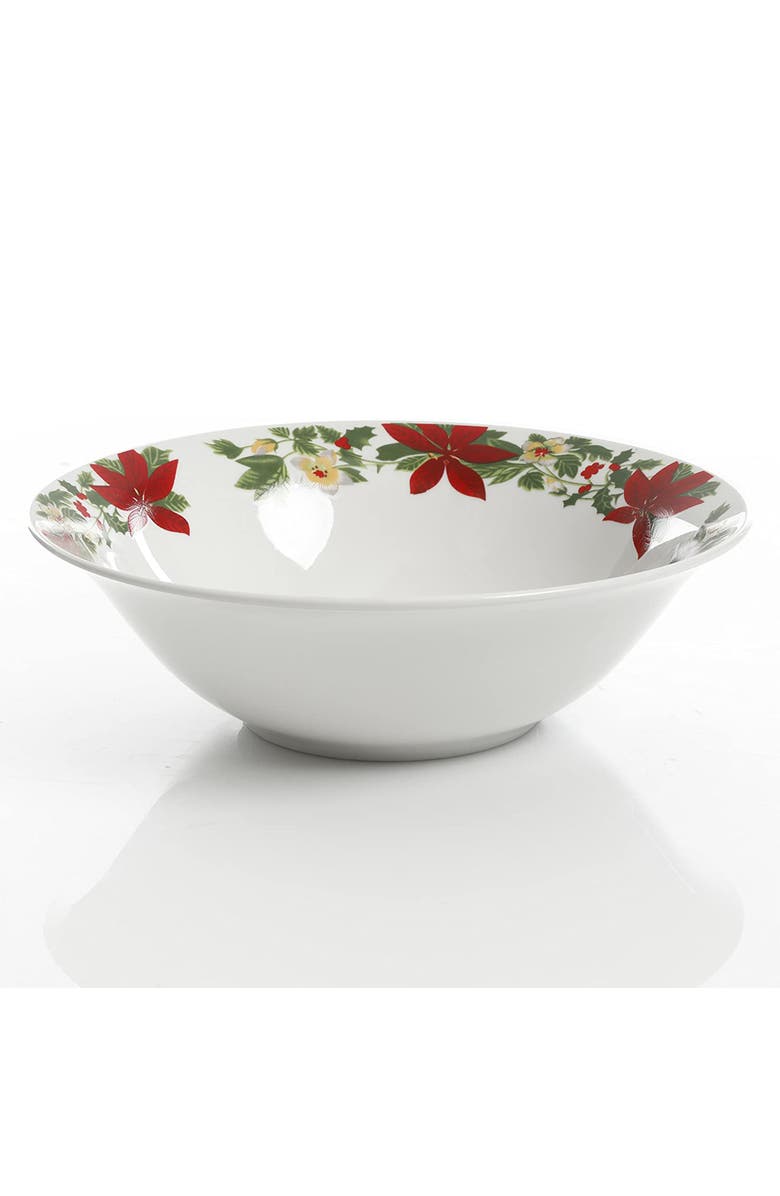 Gibson Home Perfect for Holidays Poinsettia 7 Piece Porcelain Serving Set, Alternate, color, Red