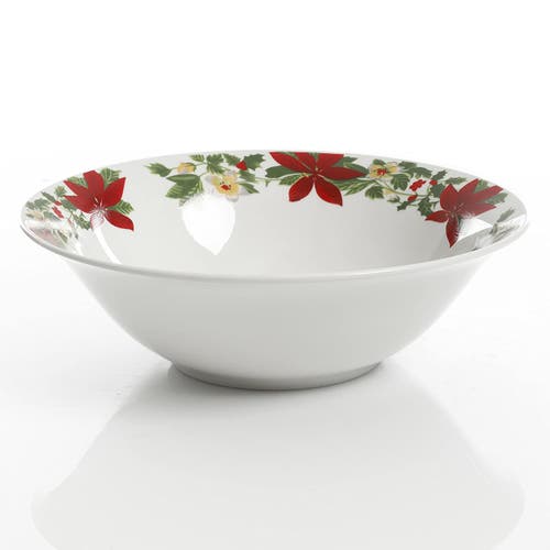 Gibson Home Perfect For Holidays Poinsettia 7 Piece Porcelain Serving Set In Red In Red