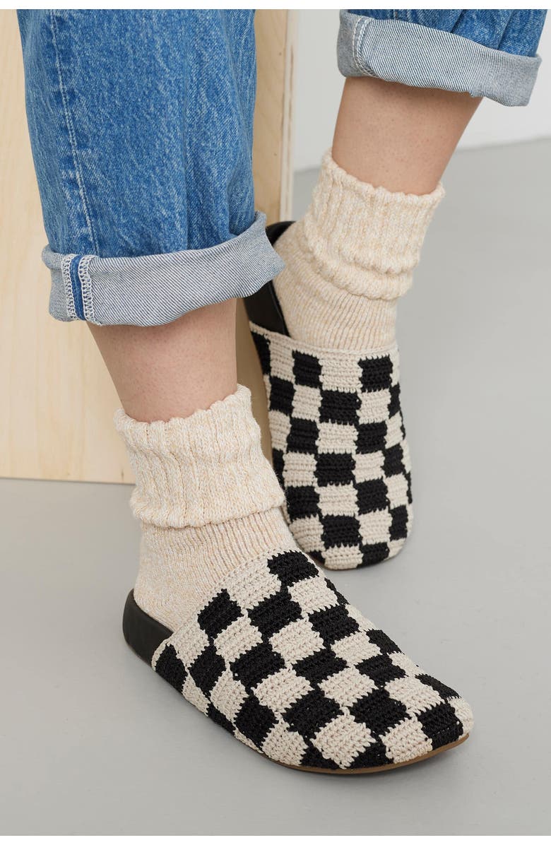 The Sak Bolinas Crochet Clog Shoe, Alternate, color, Black Check