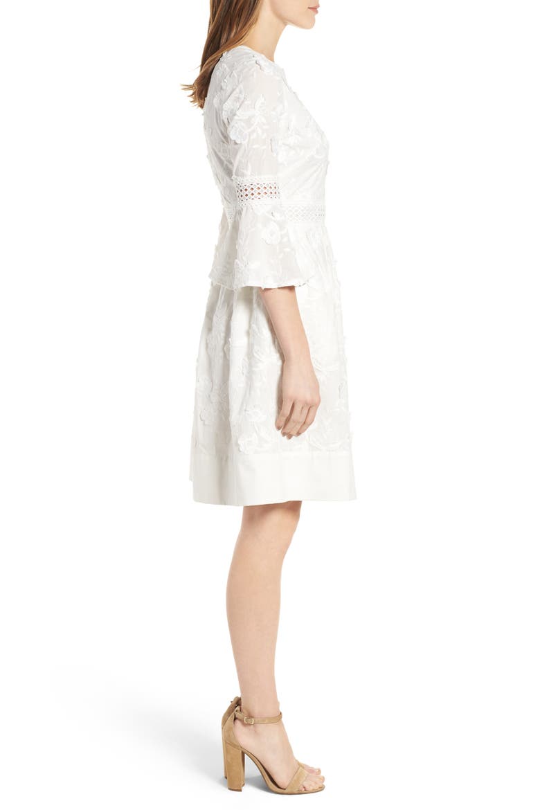 Fit & Flare Dress, Alternate, color, WHITE