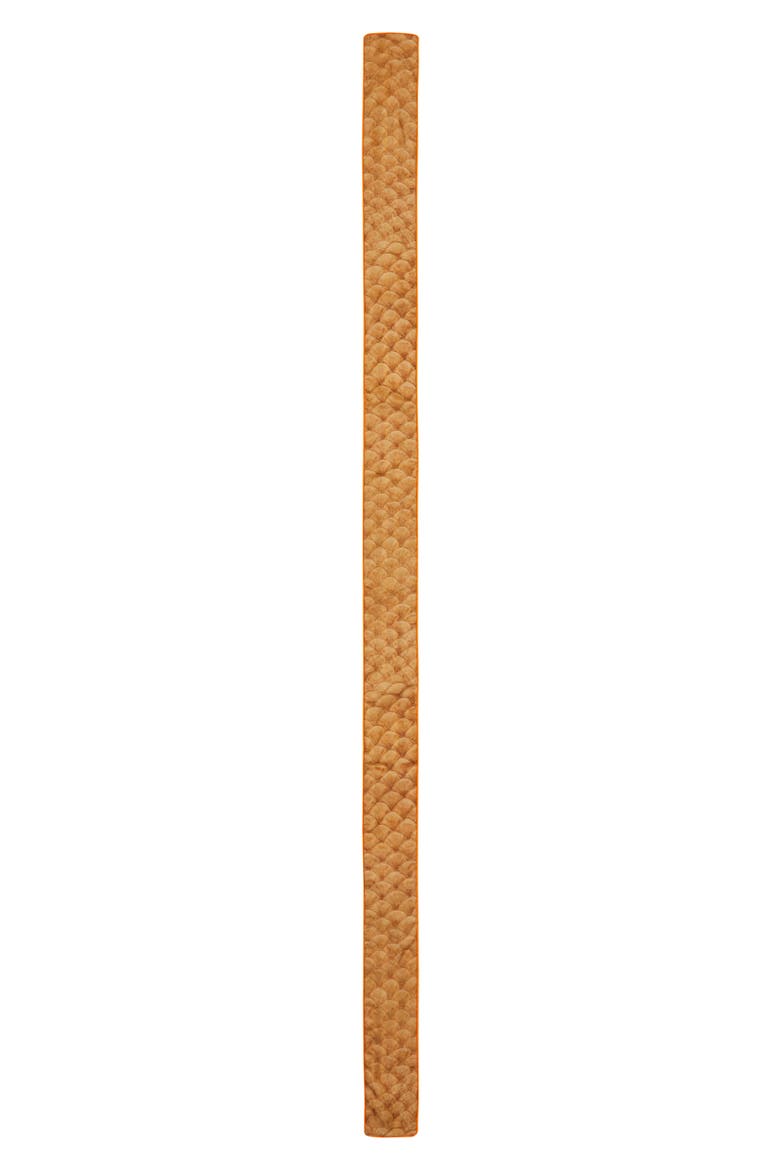 Icon Stripe & Fish Scale Print Skinny Silk Scarf, Alternate, color, SOFT CAMEL