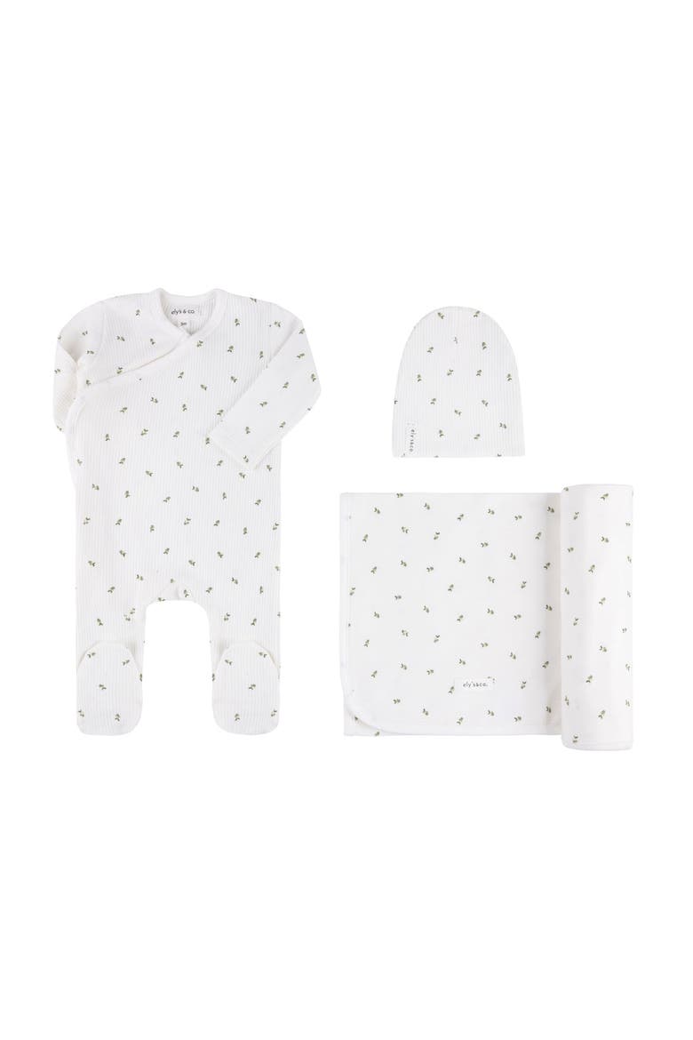 Baby Cotton Ribbed Zipper Footie, Alternate, color, Ivory/Sage Berry