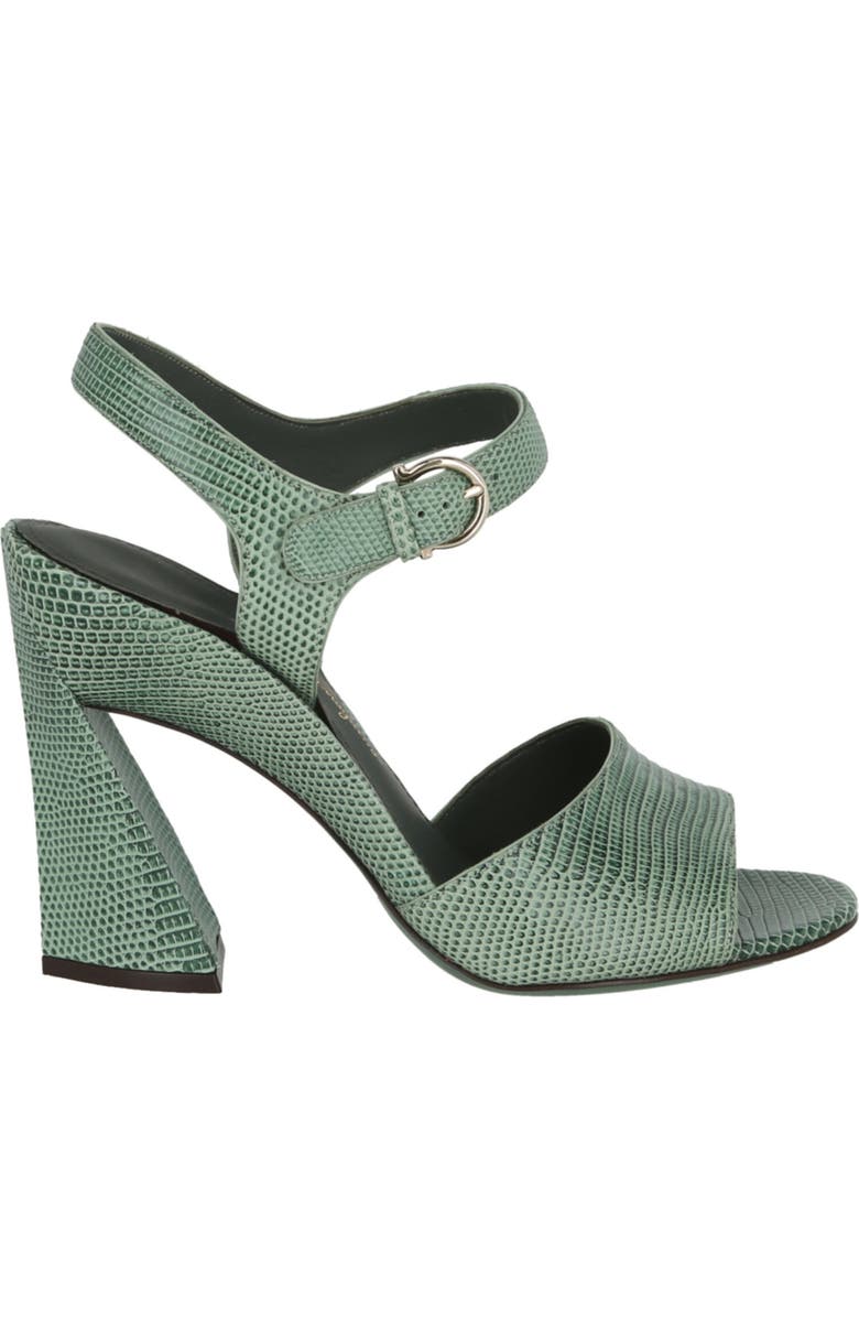 FERRAGAMO Aede Snakeskin Embossed Sandal, Alternate, color, Green