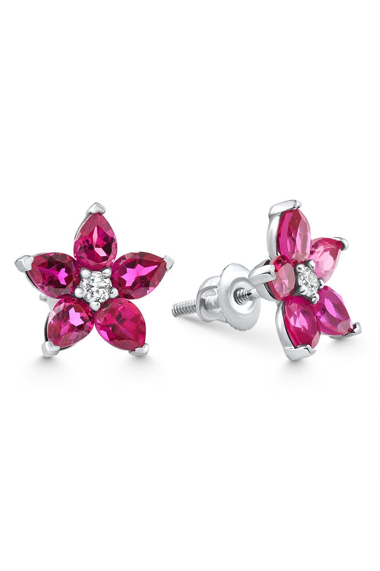 2.19Ct Ruby & Diamond Alexa Earrings 14k Gold Lab Grown, Alternate, color, 14k White Gold