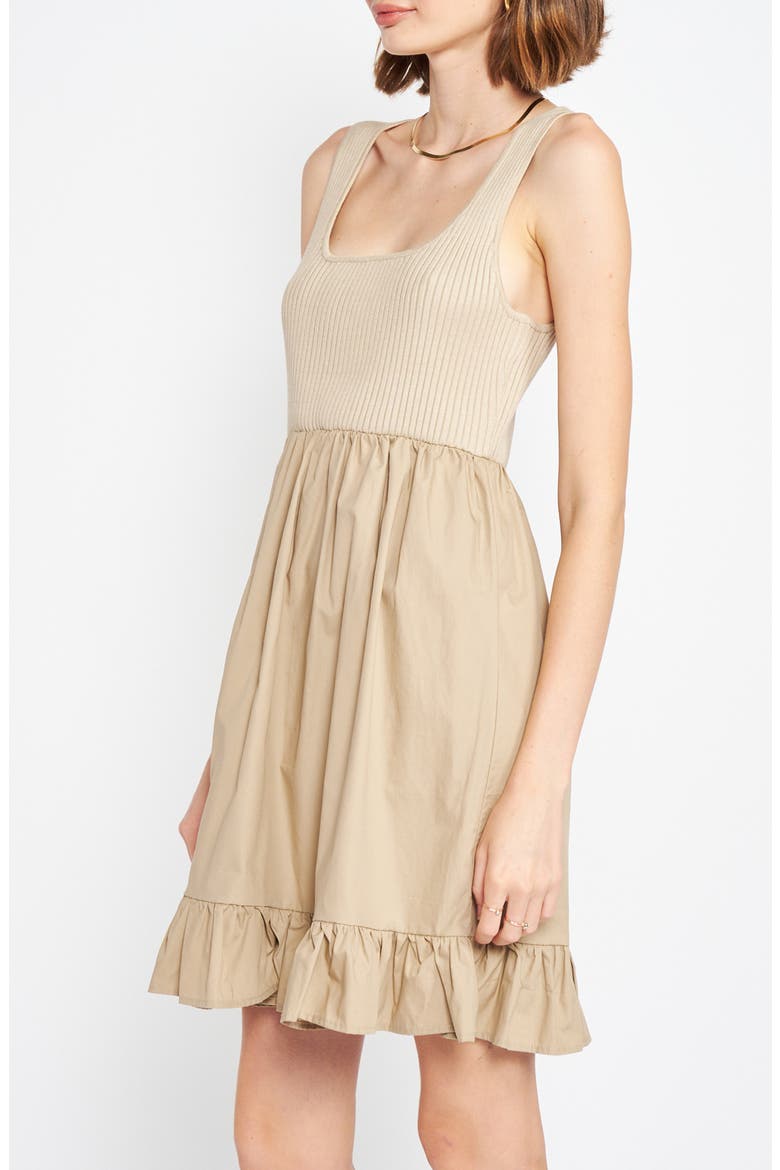 Winslow Mixed Media Scoop Neck Minidress, Alternate, color, TAUPE