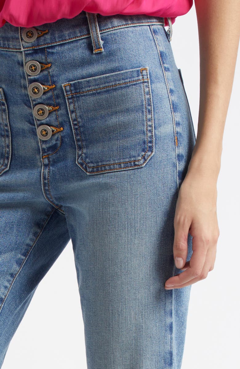 Ramy Brook Cindy Exposed-Button Fly Wide Leg Jeans, Alternate, color, 