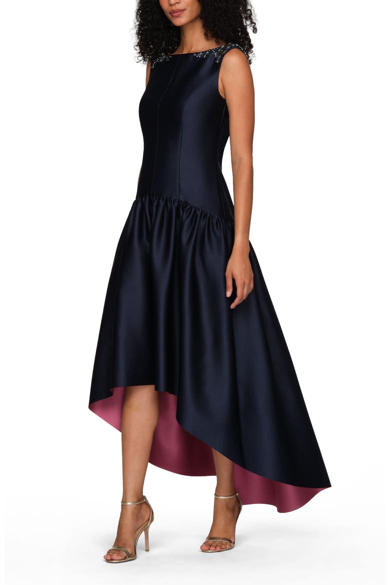 Katrina Bateau Neck High-Low Cocktail Dress, Alternate, color, MIDNIGHT MULTI