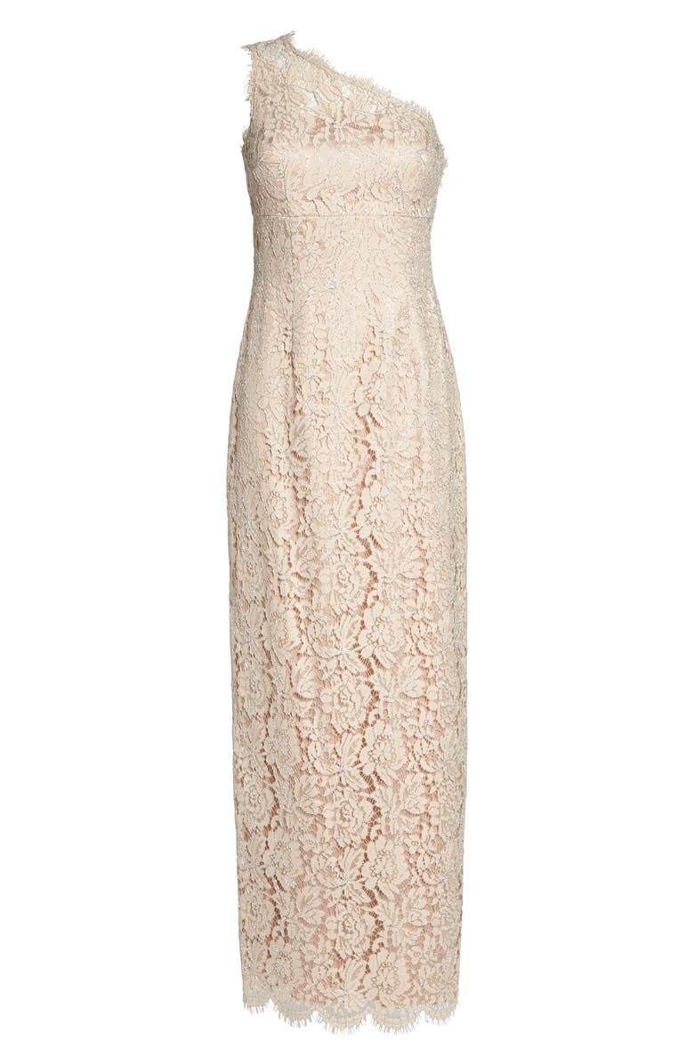 Eliza J One-Shoulder Lace Gown, Alternate, color,