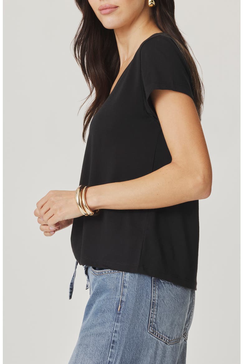 Lila Regen V-Neck Cotton T-Shirt, Alternate, color, BLACK